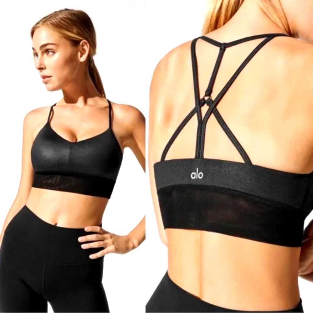ALO YOGA Lavish Bra in Glossy Black Size XS